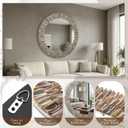 Sintuff Large 24 Inch Round Capiz Shell Mirror, Coastal Seashell Wall Mirror for Beach House Handcrafted Capiz Seashell Sunray Wall Decor for Living Room, Bedroom Vanity