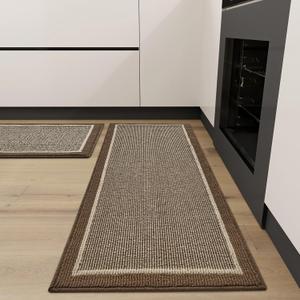 Kitchen-Rugs Non Slip Washable 2 Pieces Kitchen Mats for Floor Soft Kitchen Floor Mat Set Brown Kitchen Rugs for Kitchen Floor, Hallway, Sink, Laundry 18x46 Kitchen-Rugs Non Slip Washable 2 Pieces Kitchen Mats for Floor Soft Kitchen Floor Mat Set Brown Kitchen Rugs for Kitchen Floor, Hallway, Sink, Laundry 18x46