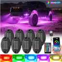 8Pods Segmented RGB LED Rock Lights Kit for Jeep Trucks UTV ATV Golf Cart RZR SXS Offroad Four Wheeler with APP/RF Remote, Multi Color Underglow Light Waterproof Music Neon Underbody 12V