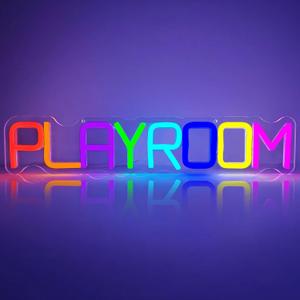 Jeachrl Play Room Neon Sign for Wall Decor Playroom LED Sign USB Playroom Neon Lights for Toy Zone Bedroom Wall Light Up Signs Kids Neon Wall Signs Kids Playroom Home Decorations Gifts