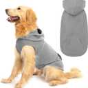 EXPAWLORER Dog Hoodie Fleece Sweater Vest, Hooded Dog Sweatshirt Fall Winter Pet Clothes with Leash Hole, Sleeveless Warm Cozy Puppy Clothing for Cat Small Medium Large Dogs Girl Boy, Grey L