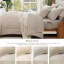 Monbix Queen Comforter Set - 7 Pieces Beige Bed in a Bag Queen Bedding Sets with Comforters, All Seasons Comforter Bed Set with Sheets, Pillowcases & Shams