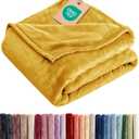 Fleece Blanket Throw XL Size - Ultra-Soft Flannel Fleece Blanket - Gold | Soft, Warm, Outdoor Picnic Blanket for Camping, Travel, Lightweight, Cozy, Anti-Static, Home Decor Gifts for Men & Women