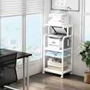 Fannova 4 Tier White Printer Stand Table with Adjustable Shelves, Movable Printer Shredder Stand with Wheels for Home Office Storage and Organization, Rolling Cart for Computer Tower CPU