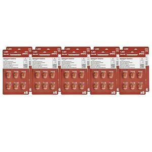 Amazon Basics 42-Pack Hearing Aid Size 312 Zinc-Air Batteries, 1.45 Volt, Brown Tab, 4-Year Shelf Life, Child-Safe Package (Use Scissors to Open)