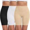 3 Pack Slip Shorts for Women Under Dress Comfortable Smooth Boyshorts Panties Biker Shorts (Medium, 3 Pack Black+white+nude)