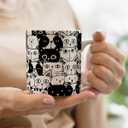 LONGXIN Cat Lover Gifts, Funny Black Cat Mug, Everything Is Fine Cat Mug, Birthday Christmas Gifts for Cat Mom, Crazy Cat Halloween Gifts, 11 Oz Coffee Mug Cup