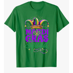 Mardi Gras Squad Matching Group Mardi Gras Cruise Crew Party T-Shirt, Green, Size L