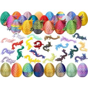 8 Pcs Random 3D Printed Dragon Eggs with Dragon Inside,Mystery Easter Egg Set Articulated Fidget,Home Office Decor Executive Desk Gifts