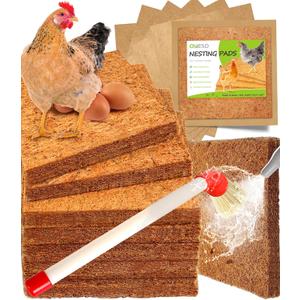 3X-Thick Nesting Pads for Chicken Coop (12"x12") with Cleaning Brush, 7 Reusable Chicken Bedding and 7 Moisture-Proof Liners, Biodegradable & Washable Hen Nesting Box Pads for Egg Protection & Hygiene