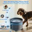 5.5L No Spill Water Bowl for Dogs, 1.45Gallon No Splash Large Dog Water Bowl with Floating Disk, Spill Proof Slow Drinking Dog Bowl for Messy Drinkers and Senior Dogs Indoor/Outdoor Use Gray