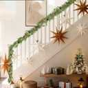 BLOSMON Garlands for Decoration Christmas with Light - 2 Pcs 6.2ft Prelit Gold Glitter Battery Operated Christmas Garland for Stairs Railing Mantle Decor - 12 Lighting Modes Remote Timer