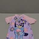 Bluey Girls Swimsuit One Piece Bathing Suit or Rash Guard Set Kids, Toddlers, Swimwear Pool Beach Travel Essentials Holiday (7-8 Years, Lilac With Scrunchie)