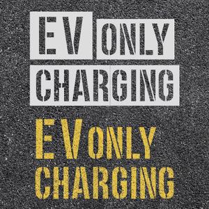 6pcs EV Charging ONLY Electric Vehicle Charging Station Stencil, 4 inches/10,16cm Letter Pavement Stencil Giant Wall Alphabet Curb Templates Recycled Cardboard for Painting Parking Lots
