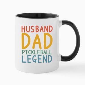 Husband Dad Pickleball Legend - 11oz White Ceramic Coffee Cup,Funny Pickleball Gift for Husband & Dad from Wife Kids - Father's Day, Birthday Anniversary Novelty Gift