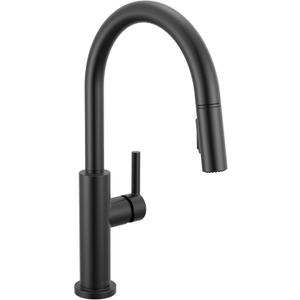 Delta Faucet Nicoli Kitchen Faucet with Pull Down Sprayer, Matte Black Modern Single Hole Kitchen Sink Faucet, Matte Black 19867LF-BL
