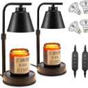 2 Pack Candle Warmer Lamp with Timer, Dimmable Candle Warmer Lamp, Adjustable Height Candle Lamp, Wax Melt Warmer for Scented Jar Candles, Bedroom Home Decor Gift (Round)