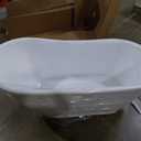 Woodbridge 59" Acrylic Freestanding Bathtub Contemporary Soaking Tub with Brushed Nickel Overflow and Drain BTA1530,With Brushed Nickel-Faucet F0001BN (BTA1530+ F-0001)
