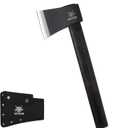 16" Throwing Axes for Axe Throwing Competitions, 1065 High Manganese Steel & Hickory Wood Handle with Nylon Sheath