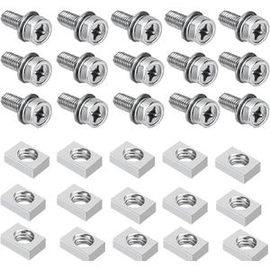 3 x Motorcycle Battery Terminal Bolts and Nuts,Hincell 24pcs 304 Stainless Stee ATV Battery Bolt Motorcycle Battery Terminal Screws with Square Nuts(M6x16mm)