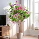 Erimda 4FT Artificial Bougainvillea Tree Artificial Tree Tall Potted Fake Bougainvillea Trees for Outdoor Indoor Lifelike Potted Faux Plants with Wood Trunk and Flowers Office Wedding Home Decor