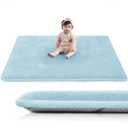 Baby Play Mat for Floor,1.3" Thick Elasti-Foam 50"50" Playpen Mat for Tummy Time,Water Repellent Soft Coral Velvet for Toddler,Infant,Kids,Non-Slip Backing Safe for Crawling(Light Blue)