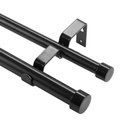 Double Curtain Rods 36-72 Inch(3-6ft), Heavy Duty 1 Inch Front and 1 Inch Back Diameter Telescoping Drapery Rod with Resin Marbled Finials and Aluminum Alloy Brackets, Dark Black