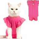Avont Cat Recovery Suit - Post-Surgery Onesie for Cats, Alternative to Cone of Shame, Protective Spay Suit for Female Kitten, Ideal for Healing and Skin Conditions -Magenta(L)
