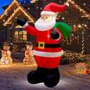 7 FT Christmas Inflatable Santa Claus Holding Gifts Bag, Blow Up Santa Claus with LED Lights, Lighted Christmas Decor for Yard, Indoor Outdoor Yard Garden Christmas Decoration