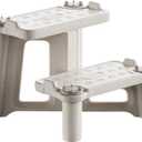 Kids Step Stool for Toddlers - Dual Height Potty Training Stool for Bathroom Sink & Kitchen, Non-Slip 2 Step Stool, Holds up to 200lbs, Sturdy Safety Helper for Kids (Gray White)