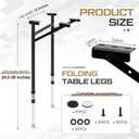 Tandefio Folding Table Legs Adjustable Height 14 Inch Wide Folding Tables Legs Collapsible Durable Metal Furniture for Kitchen, DIY Bar Desk, Coffee Dinner, Home, Tabletops, Table Saw(2 Pcs,14 Inch)
