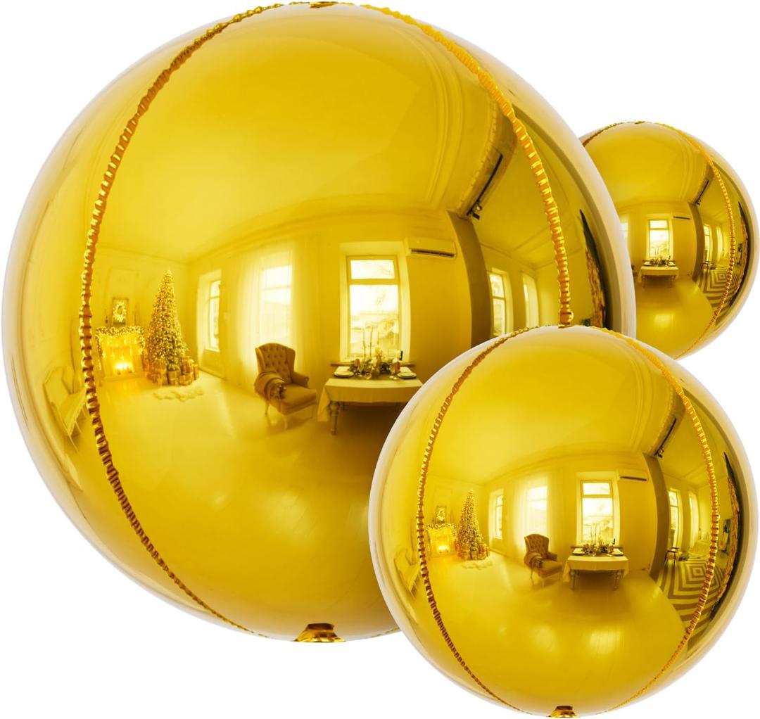 Gold Foil Balloons, 14 Pcs Gold Mylar Balloons for New Year Decorations, 22/18/10 Inch Large Foil Balloon for Birthday, Engagement, Happy New Years Party 2026