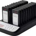 Restaurant Buzzer System, 20 Wireless Pagers Buzzers for Restaurants, Set with Vibration, Flashing and Buzzer, Restaurant Pager System for Church, Hospital, Bar, Hotel,Truck (Black) (Twenty)