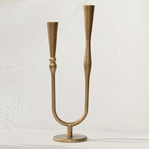 Cast Iron Candelabra, Antique Brass Metal Candlestick Holder, Elegant Wedding & Event Candle Stand, Vintage Decorative Candelabra for Home & Dining Room