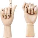 2 Pcs 10" Flexible Wood Hand Model Wooden Artist Drawing Manikin Articulated Mannequin Right Left Hand Drawing Figure Artist Manikin Hand Model Art Sketching Painting for Home Office Desk Decoration