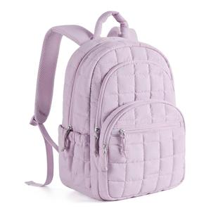 BAGSMART College Laptop Backpack, Travel Backpack for Women, Quilted Casual Daypack, Water-Resistant Bookbag for 15.6 Inch Laptop, Lavender