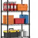 NEWBULIG 4-Tier Metal Shelving Rack, 200 lbs Wire Storage Shelves, Black