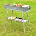 WILLBBQ Charcoal Grill Tailgate Parties, Patio, Beach Barbecues, Backyard Gatherings,Alloy Steel BBQ Barbecue Outdoor Grilling with Durable Support Frame and Dual Adjustable Vents (31.6x10.3x5.1 inch)