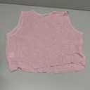 Meladyan Women Sexy Fishnet Knit Glittering Crop Tank Going Out Top Sheer Mesh Sleeveless Crewneck Solid Slim Cropped Tops, Large, Pink