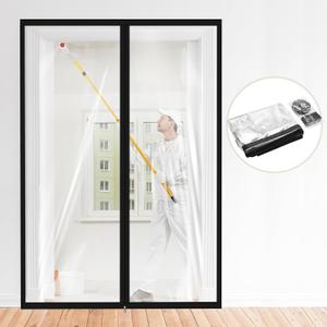 Amylove Zipper 60 x 102 Inch Dust Barrier Door Kit Construction Door Barrier 5 x 8.5 ft Reusable Plastic Curtain Cover Containment Standard Doorway Temporary Wall Screen Sheeting for Bathroom Hallway (Black)