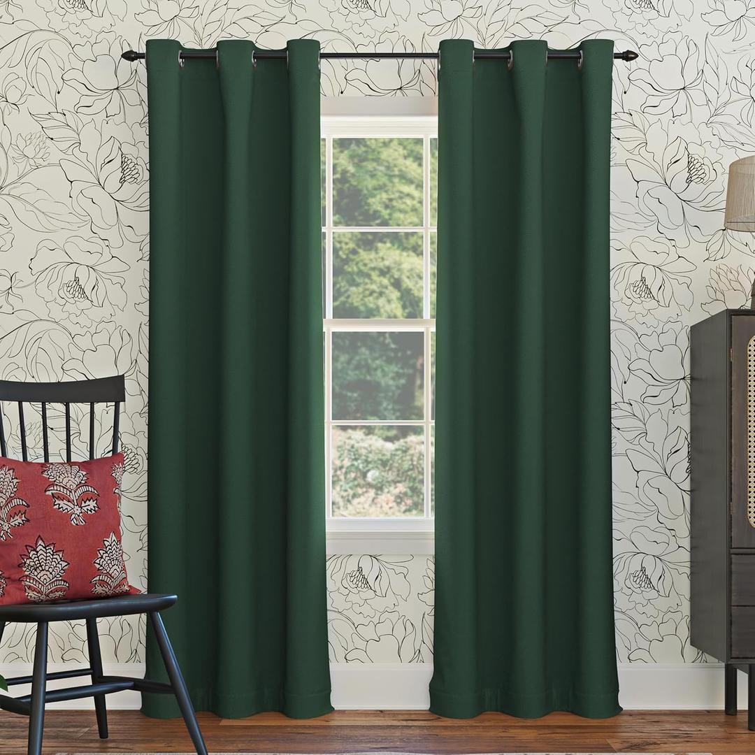 Sun Zero Easton Energy Saving Blackout Grommet Curtain Panel, Evergreen, 40" W x 84" L (1 Panel)