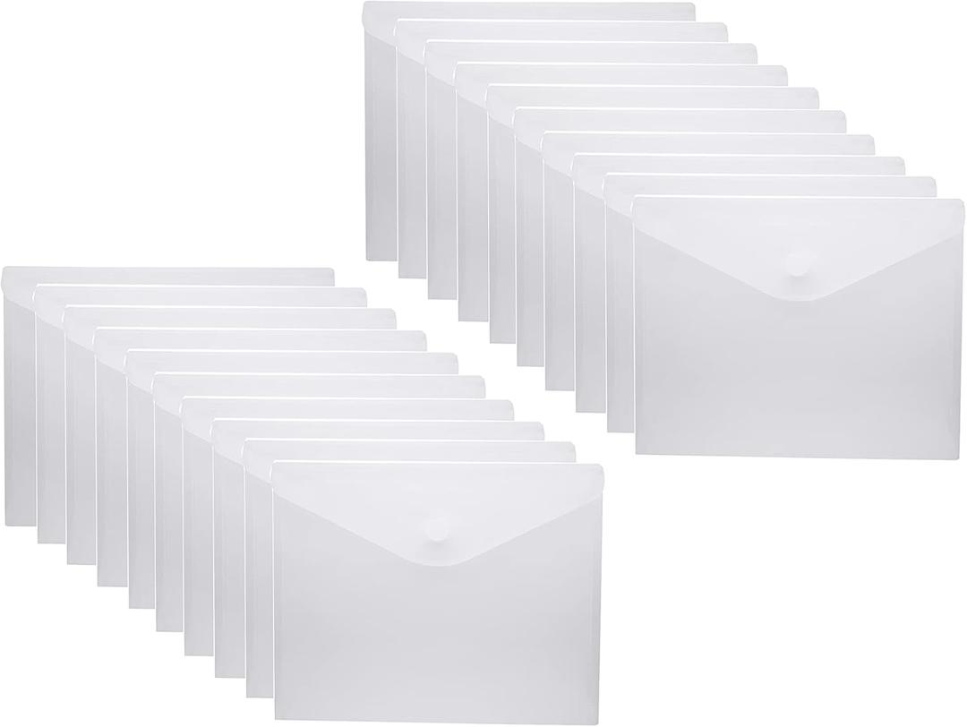 8.5 x 11 Clear Letter Sized Plastic Envelopes Document File Storage Holder 20 Pack Hook Loop Closure