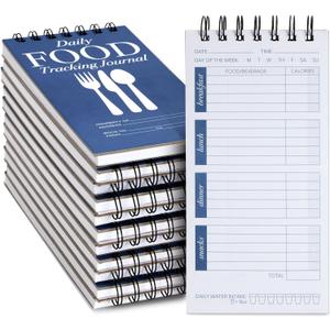 Juvale 12-Pack Food Journal for Weight Loss Bulk, 4x8 inches Daily Food Log Tracker Diary with Breakfast, Lunch, Dinner, Water, Calorie, and Snack Sections for Men, Women