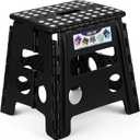 Delxo Folding Step Stool, 13 inch Non-Slip Foldable Stools Up to 300 LBS, Step Stool with Handle, Lightweight for Kitchen, Bathroom, Bedroom, Garden, Black, 1PC