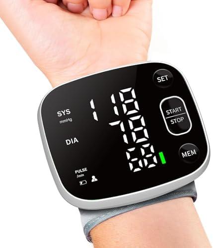 Blood Pressure Monitor Rechargeable Blood Pressure Monitors for Home Use Adjustable Automatic Wrist Cuff Voice Broadcast 2 * 120 Reading Memory for 2 Users with Carrying Case