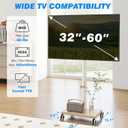 Rfiver Rolling TV Stand for 32 to 55 60 Inch TVs up to 88lbs, Height Adjustable Mobile TV Stand with Wood Base, Space-Saving Design Tall TV Cart Floor Stands for Living Room, Bedroom, Corner (White)