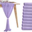 10 Pack 10ft Light Purple Chiffon Table Runners Wedding Table Runner Sheer Romantic Tulle Table Runner for Christmas Wedding Bridal Tea Party Baby Shower Birthday Party Table Decorations(120 x 12 in)