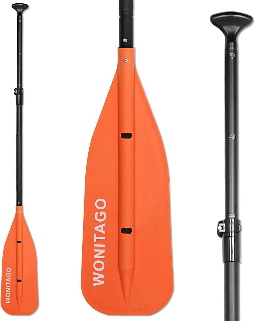 Canoe Paddle Aluminum Shaft with PP Blade, Floating Adjustable Paddle for Canoeing, Boating and Rafting, 122-152 cm/4-5 Ft