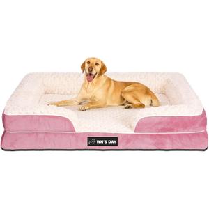 Orthopedic Dog Bed for Large Medium Sized, Washable Memory Foam Large Dog Bed, Durable Medium Pet Sofa with Removable Cover, Washable Waterproof Pet Couch Beds(Pink, XL) (X-Large(42 * 30 * 7.5 In))