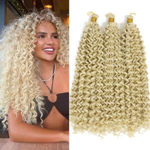 GoGo Curl Crochet Hair Blonde Water Wave Crochet Hair GoGo Curl Crotchet Braiding Hair for Black Women 14 Inch 3PCS (Blonde)